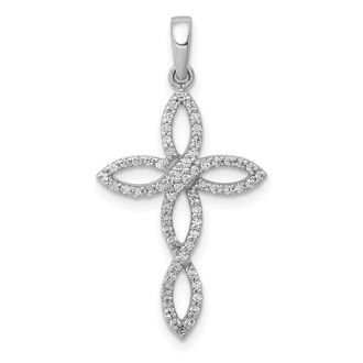 Diamond2Deal 14k White Gold 1/4 carat Diamond Cross Pendant