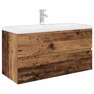 Berkfield Home Sink Cabinet with Built-in Basin & Faucet Old Wood in Brown