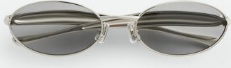 Bottega Veneta Sardine Oval Sunglasses - Grey & Silver - Unisex - 100% Metal