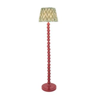 Netlighting Higgledy Gloss Pink Floor Lamp Green Fabric Zigzag Shade 35cm E27