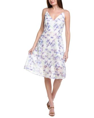Adrianna Papell Floral Tulle Soutache A-Line Midi Dress
