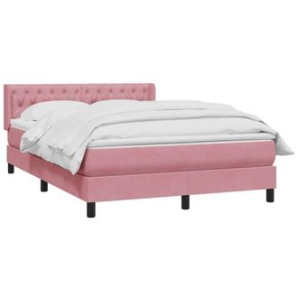 vidaXL Cama Box Spring Con Colch&oacute;n Terciopelo Rosa 140x210 Cm Vidaxl