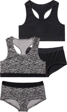 Bench Set: Bustier BENCH., Damen, Gr. 146/152, N-Gr, schwarz (schwarz, grau), Obermaterial: 95% Baumwolle, 5% Elasthan, unifarben, figurbetont, BH-Sets Set: