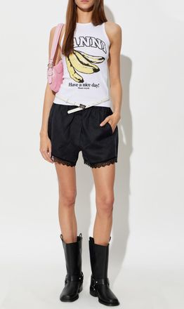 Ganni Top With A Print, Womens, White