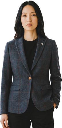 PAUL ANDREW Dames marineblauwe tweed blazer op maat gemaakte formele jas - Madrid