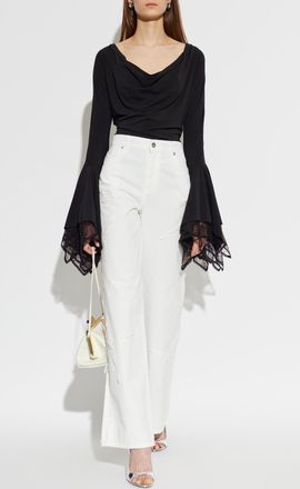 Blumarine Jeans With Lace Inserts, Womens, White