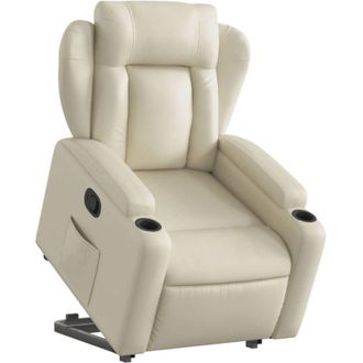 vidaXL vidaXL Poltrona Alzapersona Reclinabile Crema in Similpelle