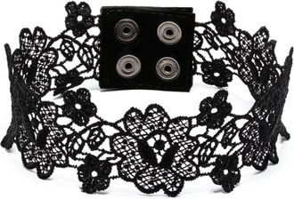 Manokhi floral-lace choker necklace - women - Suede/Fabric - One Size - Black