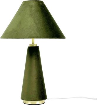 Relaxdays L&aacute;mpara De Mesa Relaxdays, Pantalla De Terciopelo Y Base De Metal, E14, Hxd: 47 X 30 Cm, L&aacute;mpara De Noche, Oliva/oro