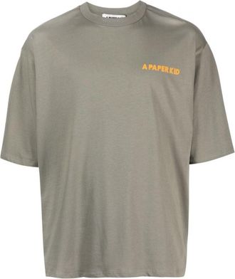 A Paper Kid Olive Olive Logo Detail T-Shirt