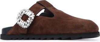 Roger Vivier Womens Slidy Viv Mule Brown Leather