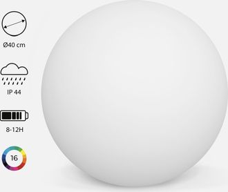 Sweeek Sweeek - Bola Luminosa Led Inal&aacute;mbrica, Interior/exterior, 16 Colores, Esfera Led, 40x40x38 Cm