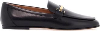 Tod's Zwarte leren loafers met metalen band - Dames - Loafers - Zwart - 40 EU - Leer - Schoenen