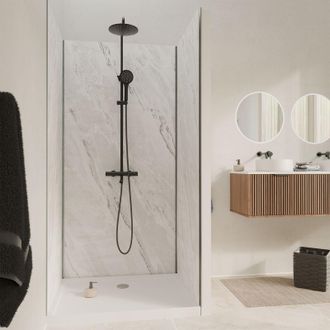 Aurlane Pack 3 Paneles Murales Piedra Artic Storm 90+120+90 Y Perfiles Cromados