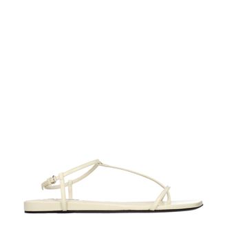 Jil Sander Beige Leather Flip-Flop Womens Sandals