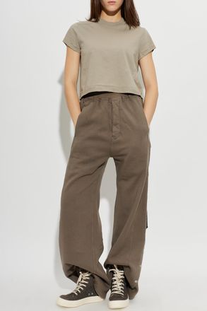 Rick Owens T-shirt With A Decorative Stripe, Womens, Beige