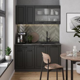 Vicco Cocina Para Solteros R-line, Antracita Casa De Campo/antracita, 140 Cm Sin Encimera