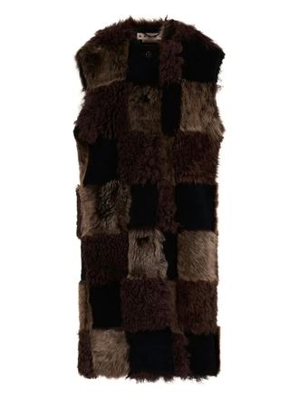 Marni patchwork faux fur gilet - Brown