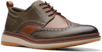 Clarks Mens Chantry Wing Shoes, Color Dark Olive Combi, Size: 12 UK
