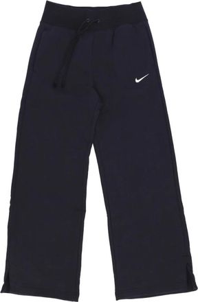 Nike Broeken, Dames, Zwart, L, Katoen, Fleece Trainingspak Broek Wijde Pijp Zwart