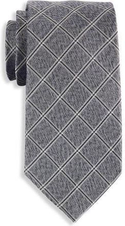 Michael Kors Big & Tall Yarrow Grid Patterned Tie in Charcoal at Nordstrom, Size X-Large