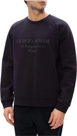 Giorgio Armani Sweatshirt met logo - Heren - Sweatshirts - Grijs - XL - Katoen - Hoodies & sweatvesten