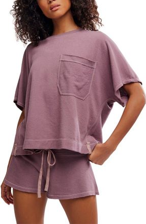 Free People Staycation Oversize Cotton Blend T-Shirt in Elderberry Tea at Nordstrom, Size X-Large