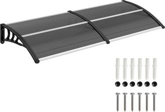 OUTSUNNY Marquesina Exterior Para Puertas Y Ventanas 196x75 Cm Tejadillo De Protecci&oacute;n Contra Sol Y Lluvia Con Cubierta De Policarbonato Negro