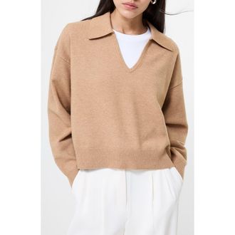 French Connection Sloane Johnny Collar Pullover in Camel Melange at Nordstrom Rack, Size X-Small