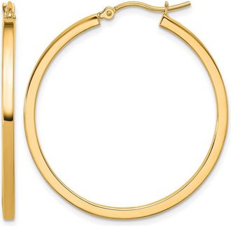 Diamond2Deal 10k Gold 2mm Square Tube Hoop Earrings
