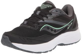 Saucony Womens Cohesion 15 Running Shoe, Black/Meadow, 7.5 Wide