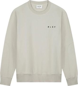 Olaf Hussein Face Crewneck - Heren - Sweatshirts & Hoodies - Beige - Maat: XS Katoen