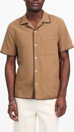 Madewell Textured Gauze Easy Short Sleeve Button-Up Shirt in Faded Birch at Nordstrom Rack, Size Xx-Large