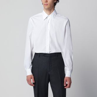 Lardini White cotton shirt with fine stripes