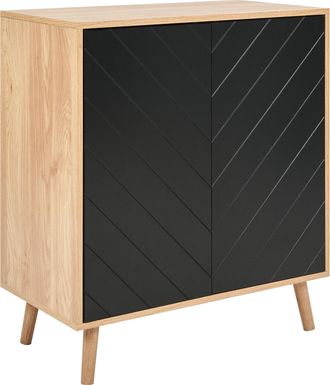 Beliani Beliani - Aparador Negro Madera Clara 76 X 40 Cm Mdf 2 Puertas Estantes Dormitorio Bristow