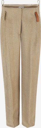 Forte_Forte Hochtaillierte gerade Wollhose mit Fischgrätmuster