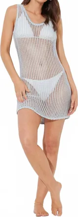 Ocean Drive Clothing Crochet Dress Cover Up In Dusty Blue