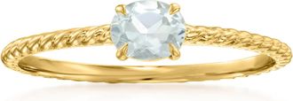 RS Pure by Ross-Simons Aquamarine Roped Ring in 14kt Yellow Gold
