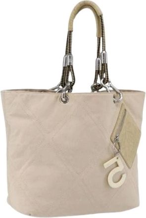 Chanel Pre-owned Tote Bags, female, Beige, Size: ONE SIZE Pre-owned Canvas Tote Bag