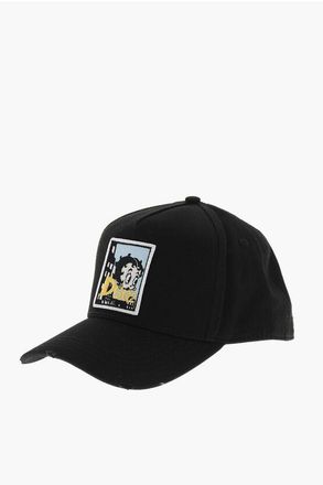 Dsquared2 BETTY BOOP Solid Color Baseball Cap with Embroidered Patch size One Si