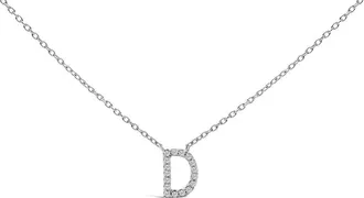 House of Brilliance 10K White Gold Diamond Accent A-Z Block Initial Pendant Necklace in White Gold | D at Nordstrom