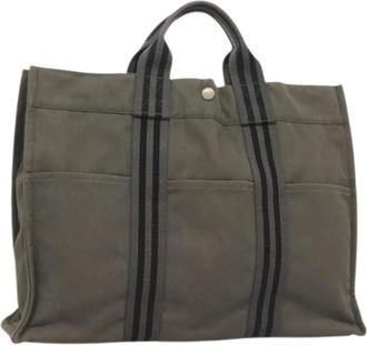 Herm&egrave;s Pre-owned Tote Bags, female, Gray, Size: ONE SIZE Pre-owned Canvas Tote Bag