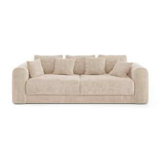 Sia Home Sof&aacute; cama con ba&uacute;l de nogal 4 plazas tejido de trama beige