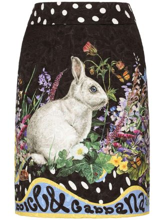 Dolce & Gabbana graphic-print mini skirt - women - Viscose/Cotton/Polyester/Spandex/Elastane - 38 - Black