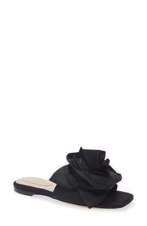 Simone Rocha Pressed Rosette Slide Sandal in Black/Black at Nordstrom, Size 10Us