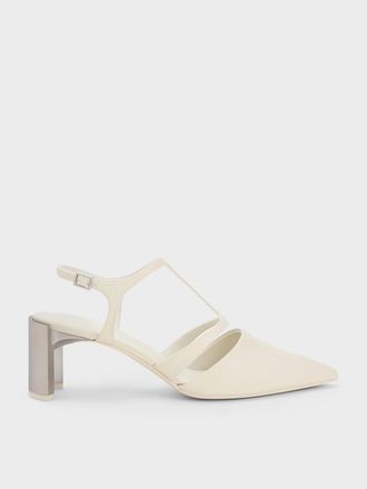 Charles & Keith Curved Heel T-Strap Pumps