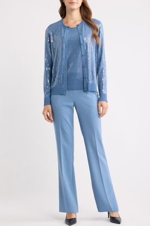 Anne Klein Sequined Crewneck Sweater Tank in Dutch Blue at Nordstrom, Size X-Large