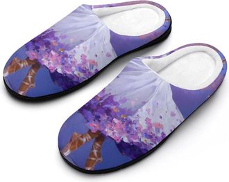 Generic Ballerina Ballet Player Cotton Slippers for Women Memory Foam Comfy House Shoes with Anti-Skid Rubber Sole