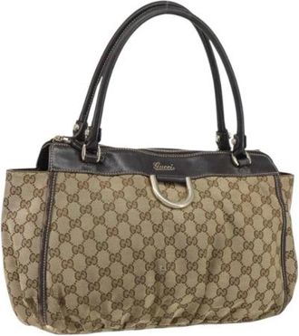 Gucci Pre-owned Handbags, female, Beige, Size: ONE SIZE Pre-owned Canvas Handbag