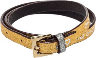 Carolina Herrera Gold Printed Leather Triple Wrap Bracelet